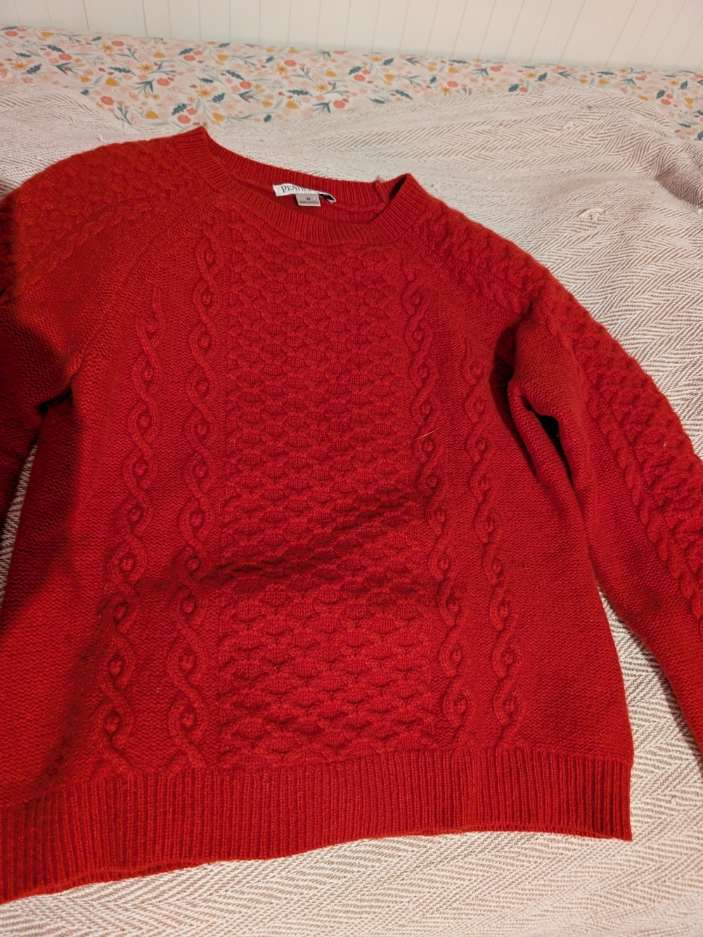 VINTAGE Pendleton Red Cable Knit Sweater 80% Lamb's Wool